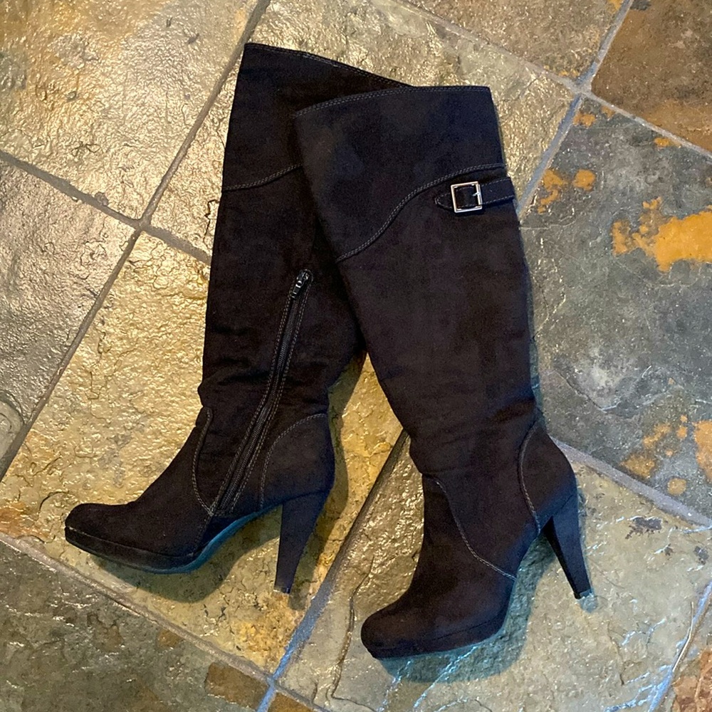 Knee high suede boots